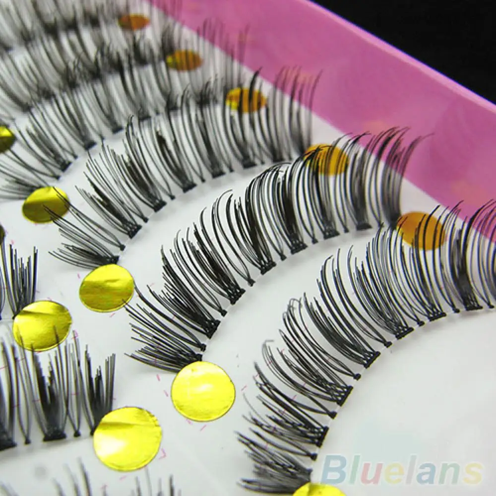 

10 Pairs Natural Fake Thick Black Eye Lashes Handmade Eyelashes Long Cross False Eyelashes Makeup Eye Makeup Beauty Extension
