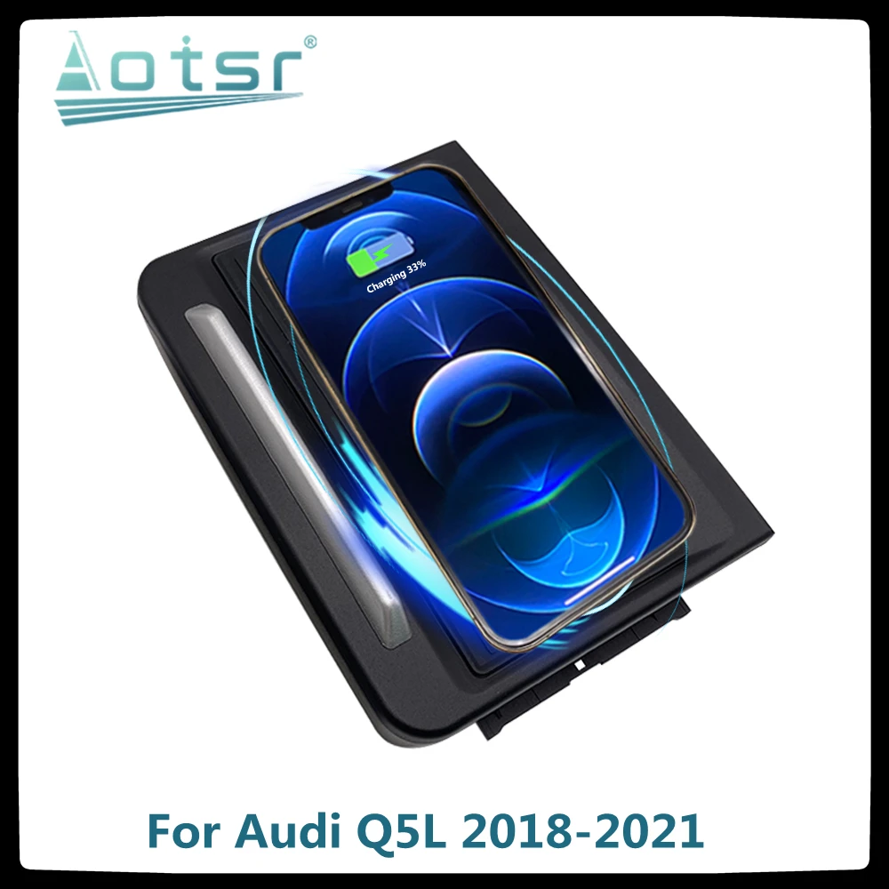 

Автомобильное беспроводное зарядное устройство QI, быстрая зарядка для Audi Q5L 2018 2019 2020 2021, интеллектуальный инфракрасный держатель для телефо...