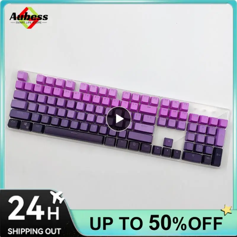 

Backlight Gradual Change Keycap 104 Keys Transparent Frost Blue Rainbow Keycap Ergonomics Mechanical Keyboard For Use Laptops