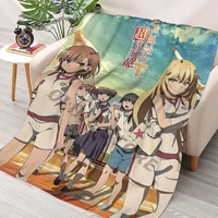 a certain scientific railgun t throws blankets collage flannel ultra soft warm picnic blanket bedspread on the bed