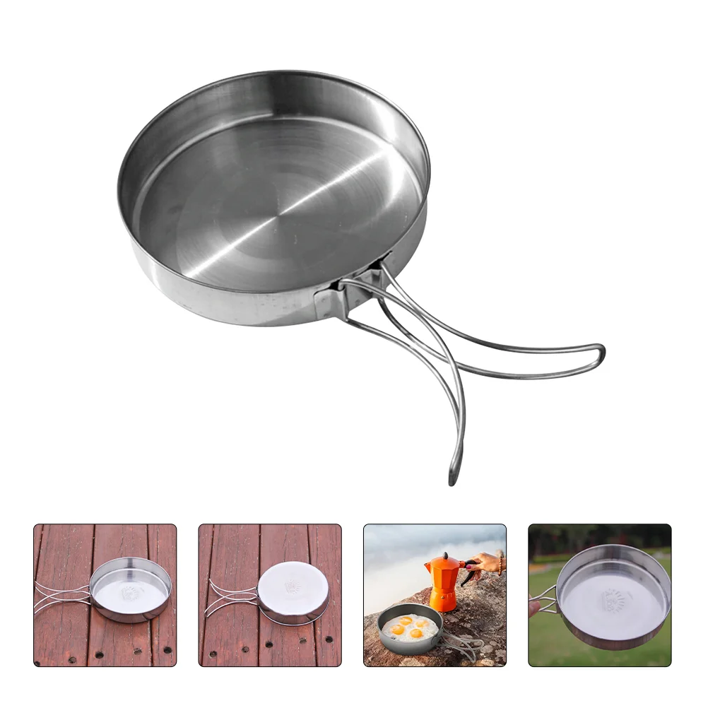 Pan Cooking Camping Skillet Frying Outdoor Cookware Steel Stainless Pot Grilling Cooker Camp Egg Non Stick Hiking Portable Iron