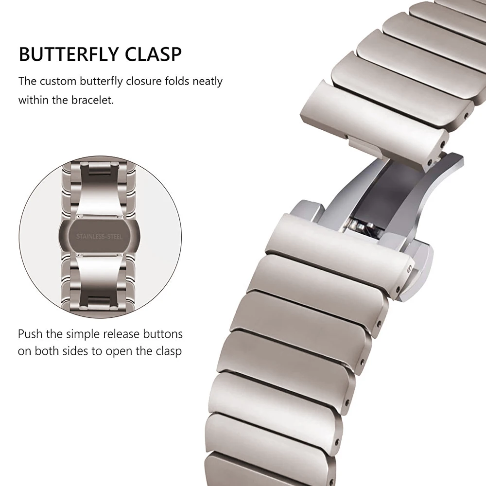 Titanium Link Bracelet for Apple Watch 8 7 41mm 45mm Ultra 49mm Luxury Stainless Steel Strap for Iwatch 6 5 4 Se 44mm 42mm 40mm