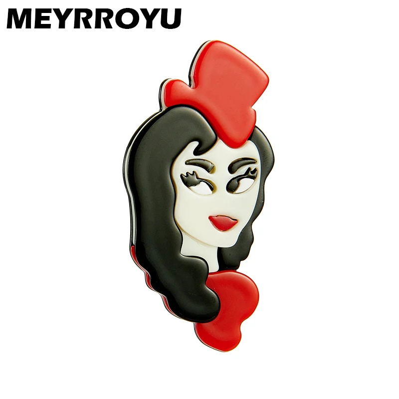 

MEYRROYU 2022 New Fashion Acrylic Red Temperament Girl Brooch Female Exaggerated Cartoon Cute Badge Lapel Brooch Jewelry Gift