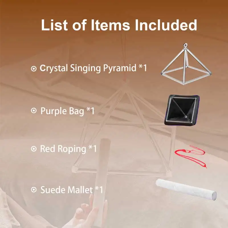 CVNC-Crystal Singing Pyramid for Sound Healing Therapy with Bag Clear Quartz 5 or 6 Inch