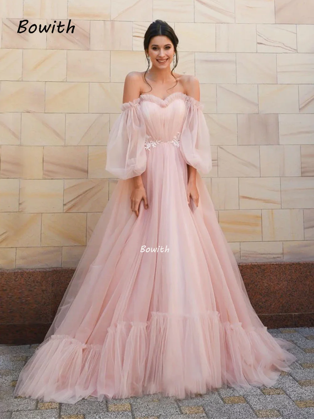 

Bowith Pink Evening Dresses Formal Party Gown for Women Maxi Celebrity Dress Elegant Puffy Party Dress Long vestidos de fiesta