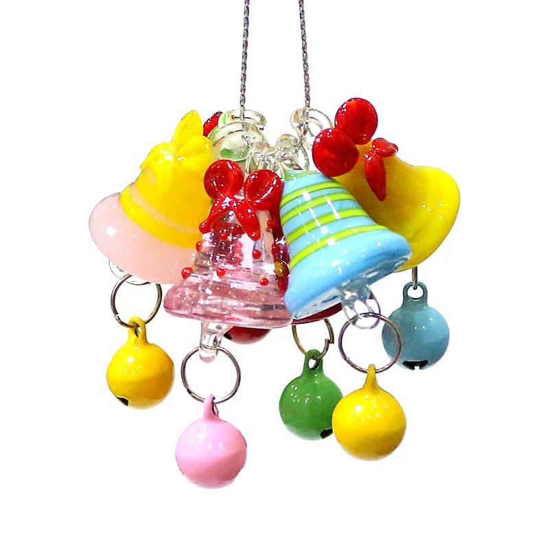 

2pcs Hanging Kawaii Mini Christmas Bell Charm Glass Pendant Creative Cute Xmas Ornaments DIY Fashion Jewelry Making Accessories