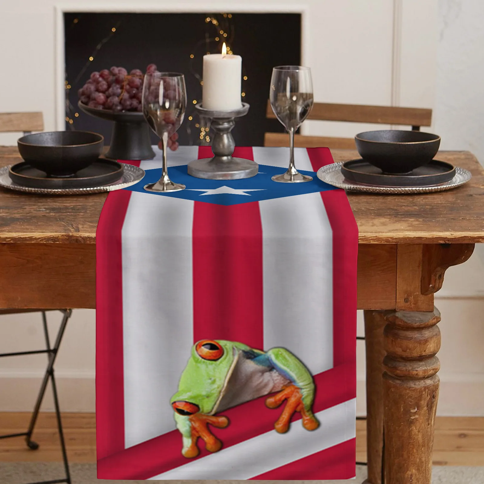 Флаг Пуэрто-Рико дерево лягушка баннер Настольная дорожка украшение для дома