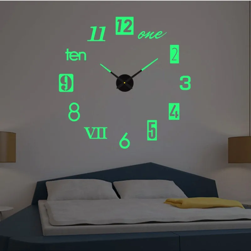 

Luminous Frameless Wall Clock DIY Wall Decal Home Silent Clock Living Room Office Wall Decoration Punch-Free Horloge Wall Decor