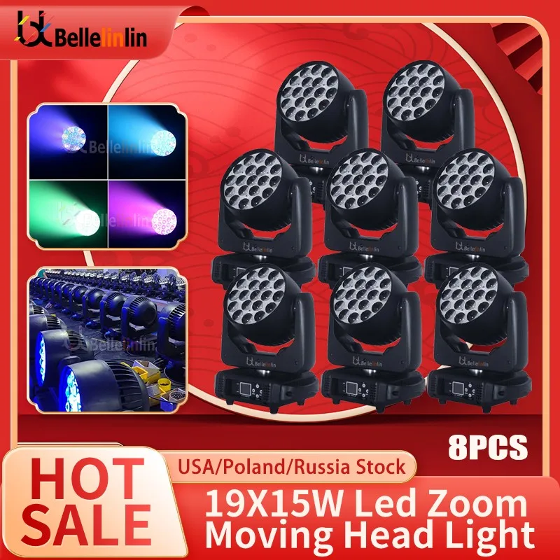 Без налога 8 шт. новинка Φ 19x15W RGBW Луч + стирка движущаяся головка DMX 16/24 CH