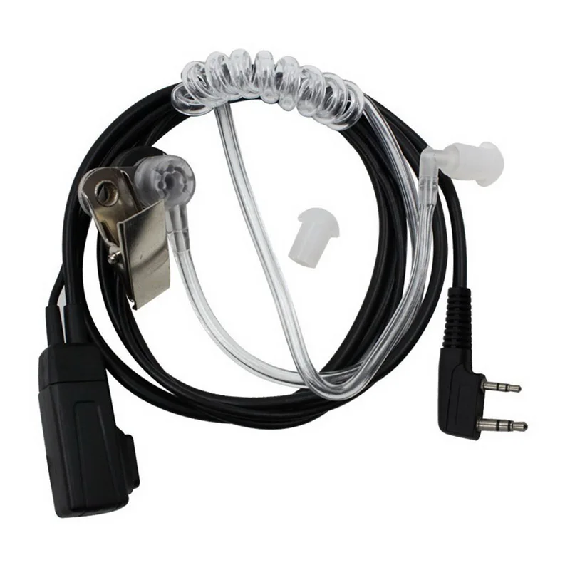 2 Pin PTT MIC Headset Rahasia Akustik Tabung In-Ear Earpiece untuk Kenwood TYT Baofeng UV-5R BF-888S CB Radio Aksesoris