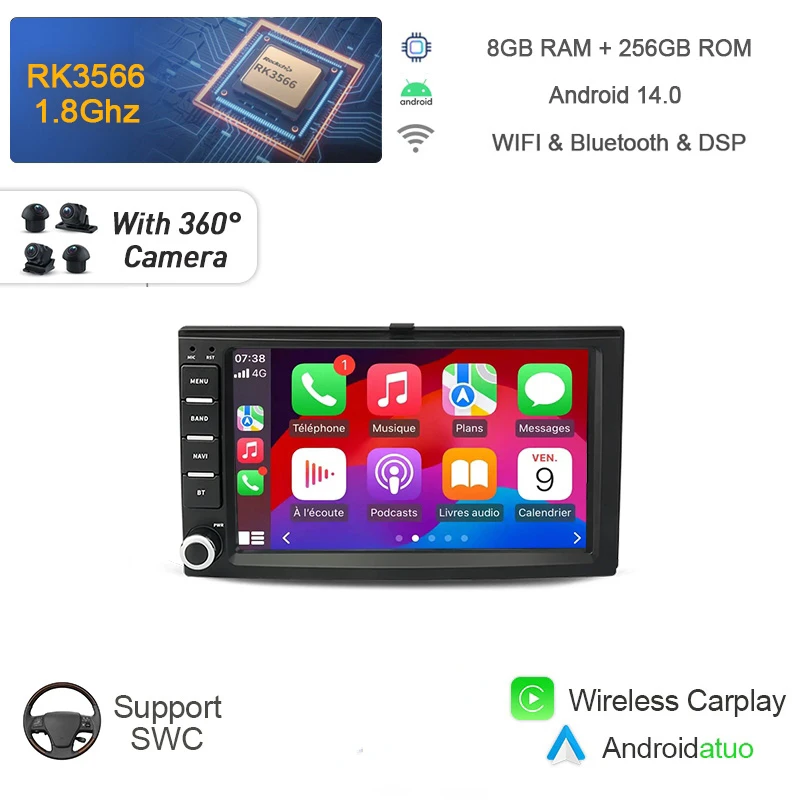 

Автомобильный DVD-плеер 7 дюймов, беспроводная навигация под управлением Android 14, с Wi-Fi, для KIA Cerato Sportage Carens OPTIMA Spectra