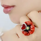 Кольцо женское с большим циркониевым декором, классическое обручальное украшение в виде цветка растения, мака, сердца