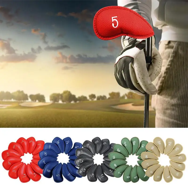 

Чехлы на голову для гольфа, кожаные чехлы для водителей с номерами, 12 шт., чехлы на голову для водителей, лес, гибридные Чехлы для гольф-клубов