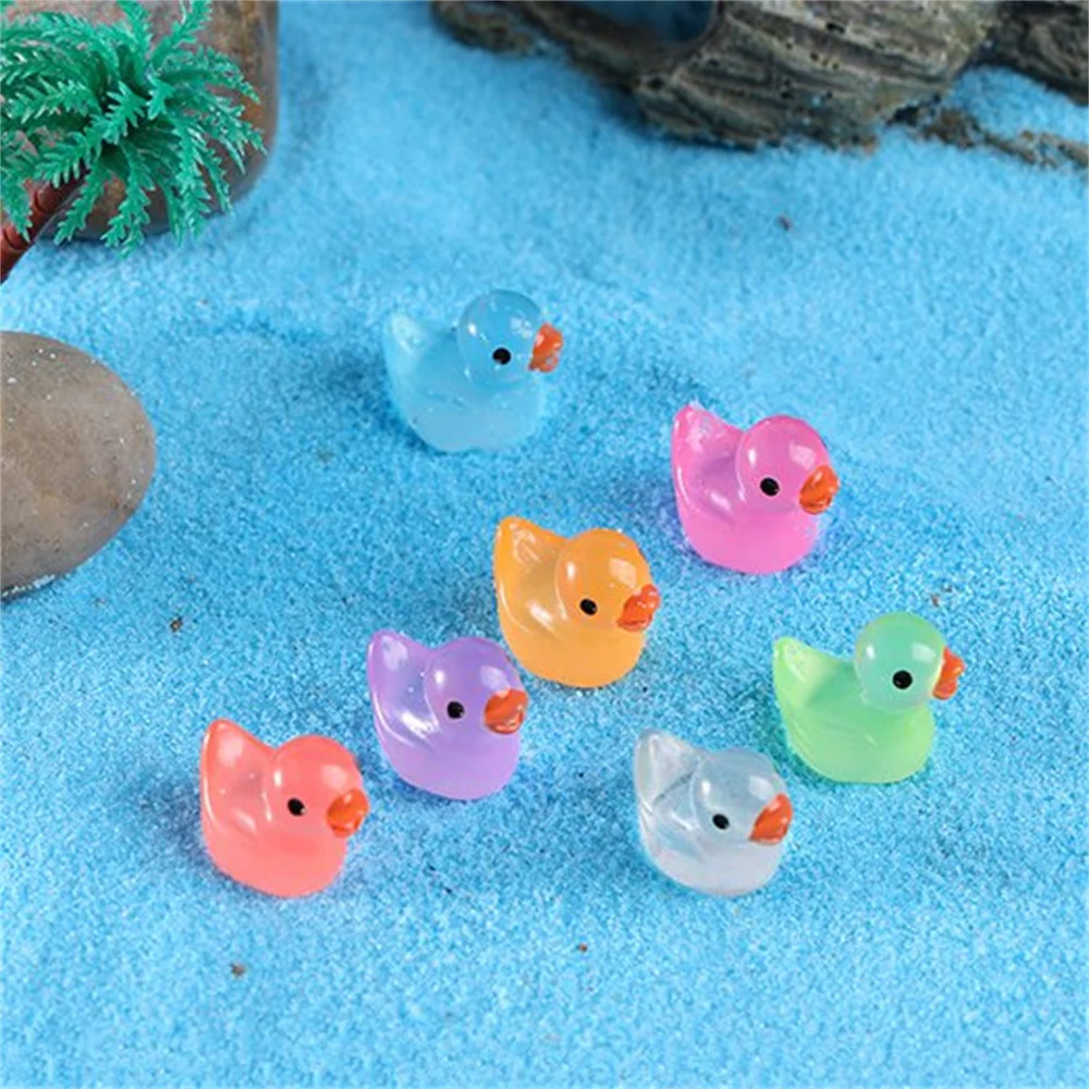 

10Pcs Mini Luminous Resin Ducks Ornaments Miniatures Fluorescent Tiny Duck Handicrafts Micro Landscape Home Dollhouse Decor