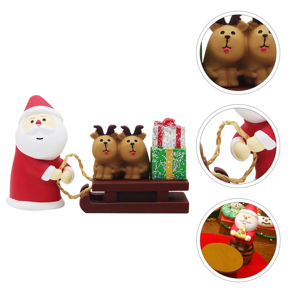 

1pc Resin Craft Elk Sleigh Car Decor Festival Prop for Christmas Table Home Party
