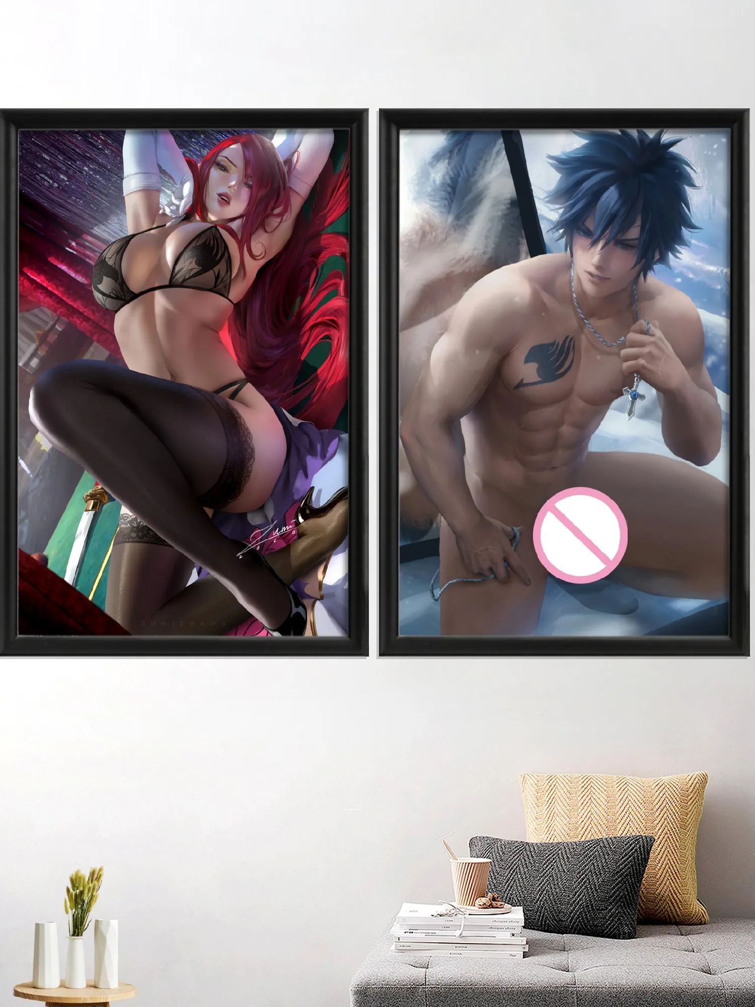 

Fairy Tail Anime Erza Cartoon Fairy Tail Bunny Girl Sexy Nude Girl FAIRY TAIL Kawaii Art-Poster Silk Living-Bedroom Home