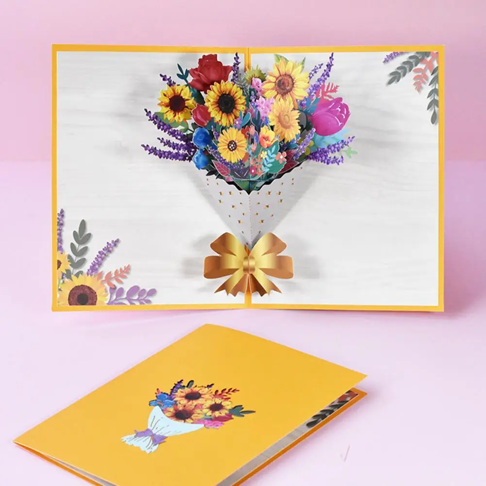 

Unique Greeting Card Lightweight Long Lasting Festival Card Adorable Flower Decor Greeting Card