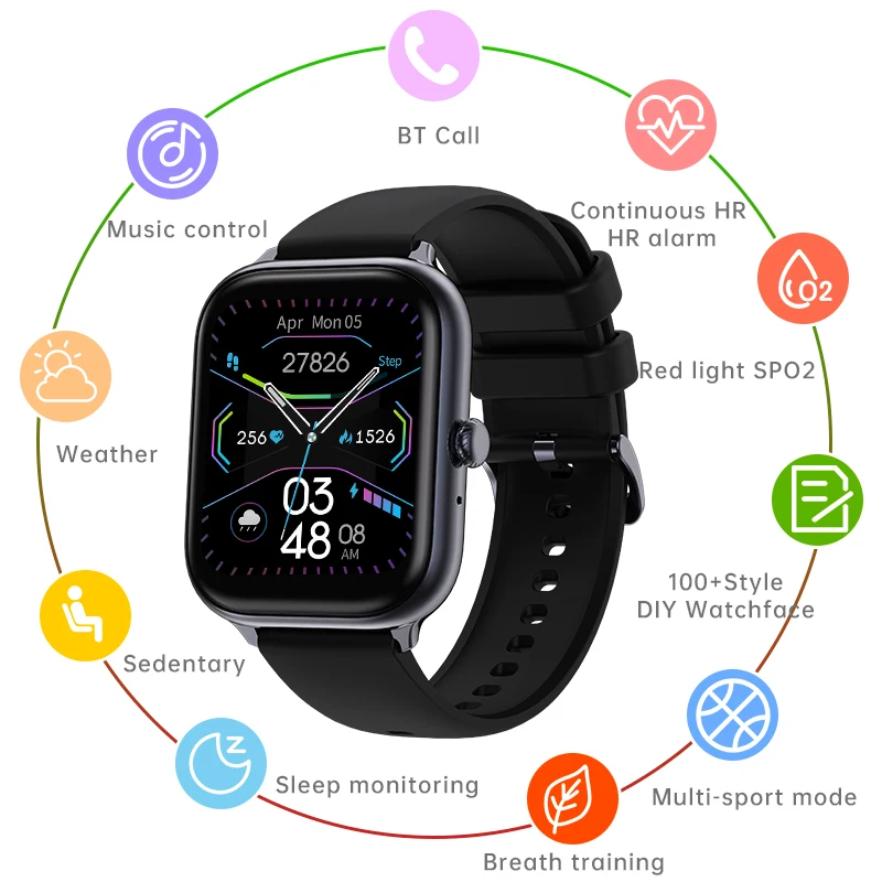 

1.75 Inch 320*385 HD Screen Sport Smart Watch Man Bluetooth Call HR Alert Women GTS 3 Smartwatch Fitness Tracker for Android iOS