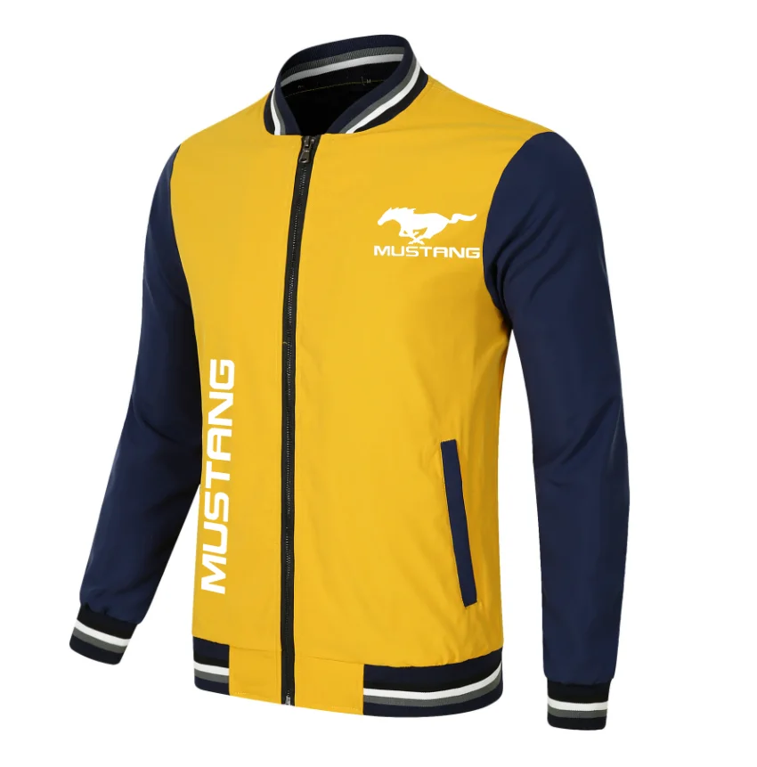 

2022 NEW Baseball Jacket Spring Autumn Fleece Cotton Slim Fit Jacket MUSTANG Car Logo Sweatshirt Fashion Hip Hop