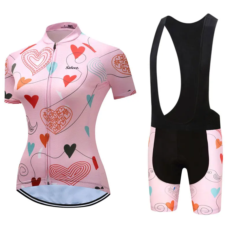 

2022 Salexo Cycling Jersey Set Summer Women Ropa Ciclismo Short Sleeve Cycling Clothing Maillot Cycling Clothes Bib Shorts Set