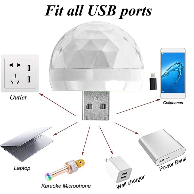 USB мини RGB телефон автомобильный портативный проектор сцсветильник Dj диско шар