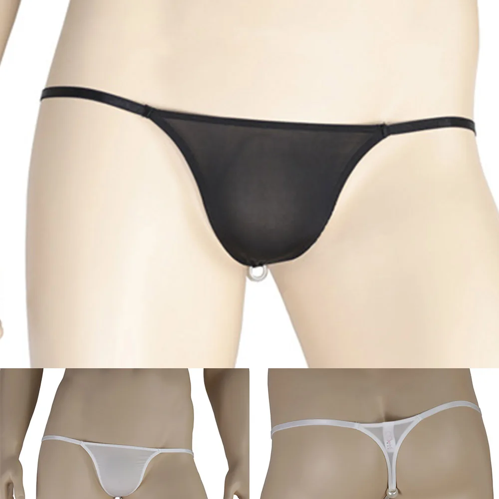 

Men's Sexy Underwear Briefs Bikini Ice Silk Low Rise Underpants T-Back Thong Mens G Strings Transparent Gay Erotic Lingerie