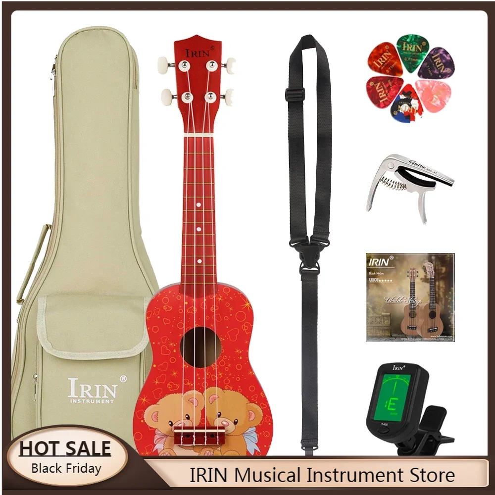 

IRIN 21 Inch Ukulele 4 Strings Hawaiian Guitar Bear Mini Guitarra Ukulele With Bag Tuner Strings Capo Guitar Parts & Accessories