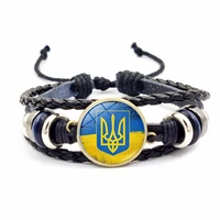 ukrainian flag leather bracelet ukraine banner brace lace for decor