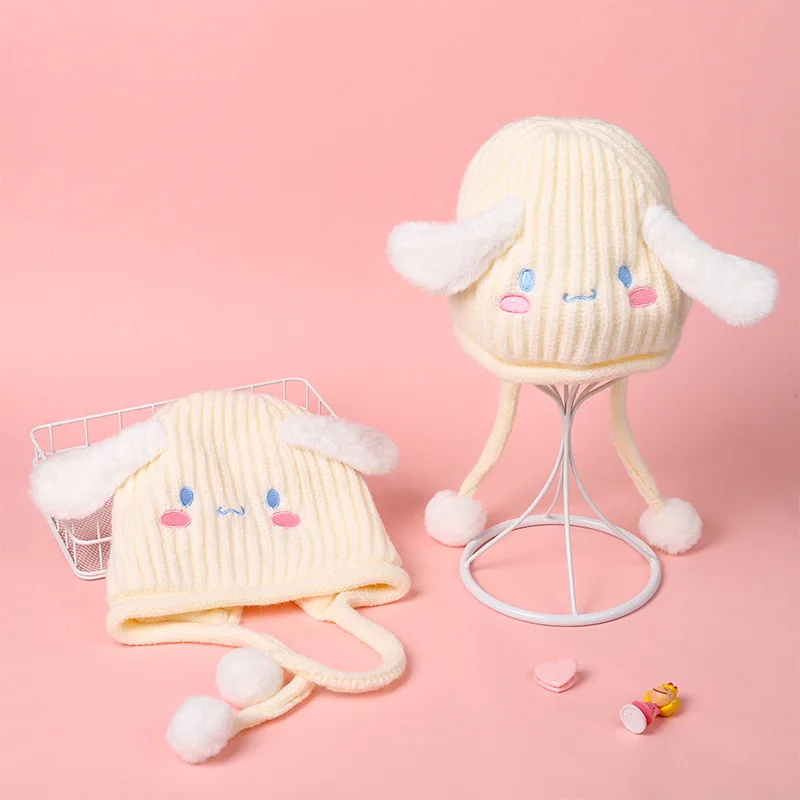 

Sanrio Kawaii Cinnamoroll вязаная шапка Kuromi понравико детская мультяшная Милая Уличная Повседневная универсальная шерстяная шапка Ins аниме Теплая Шапка