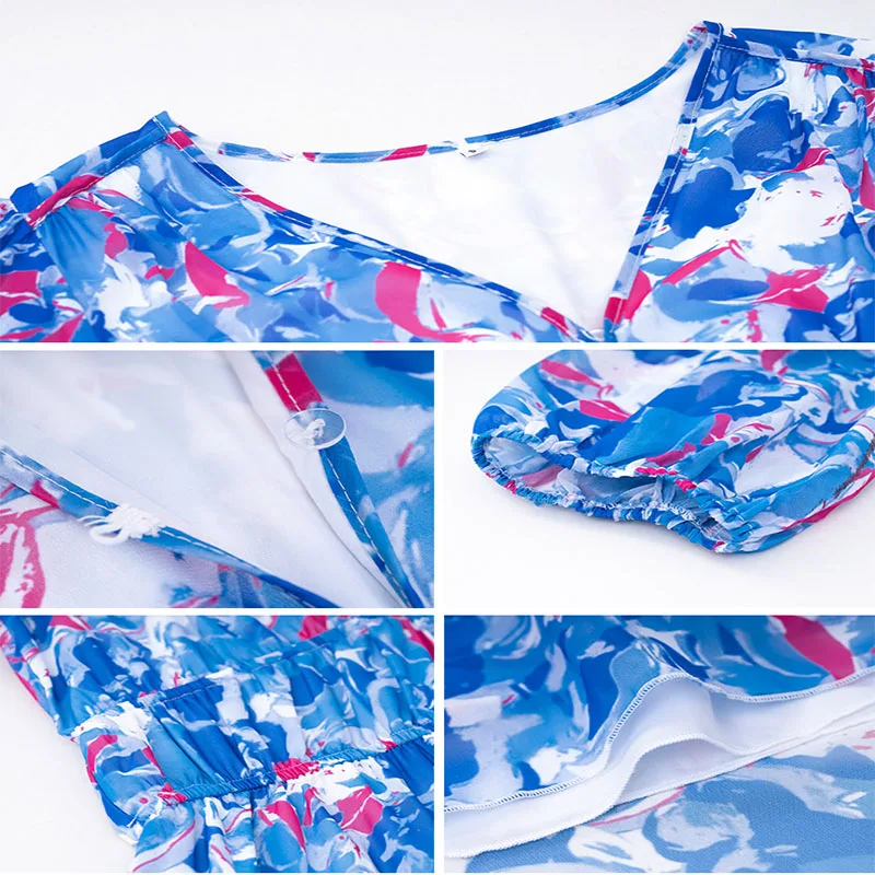 Женское пляжное платье с коротким рукавом и чашками пуш-ап длинное летнее