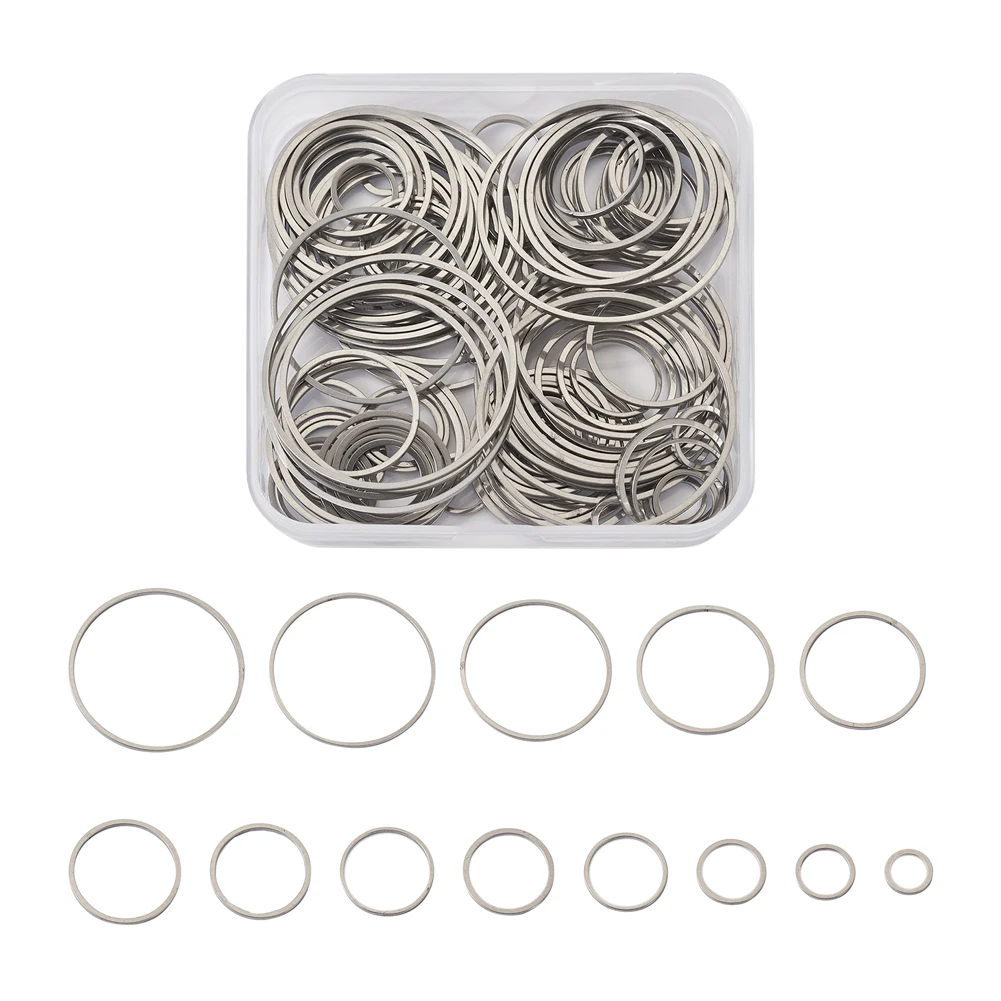 130Pcs 304 Stainless Steel Linking Rings Round Connectors For Jewelry Making Necklace Earring Bracelet Handmade Suppies 5.5~35mm