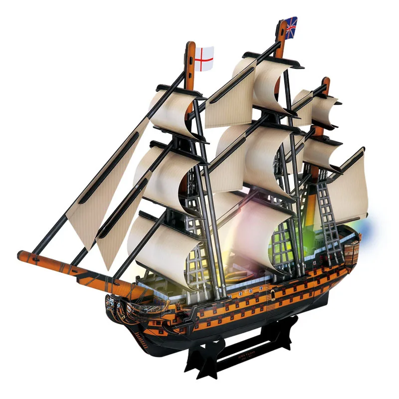 

3D stereo Puzzle Royal Victory with LED lights children's assembled boat model toys birthday gift P005