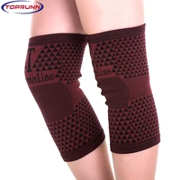 toprunn 1 pair 2 pieces high elastic breathable tourmaline magnetic bamboo charcoal knee support brace pad patell