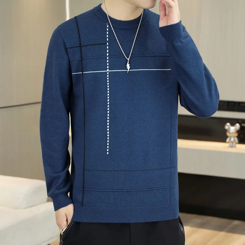 

Fashion Brand Stripe Wool Sweater Mens Top Quality Knit Cashmere Pullover Men's Fall Winter Handsome Leisure Soft Sweaters Male