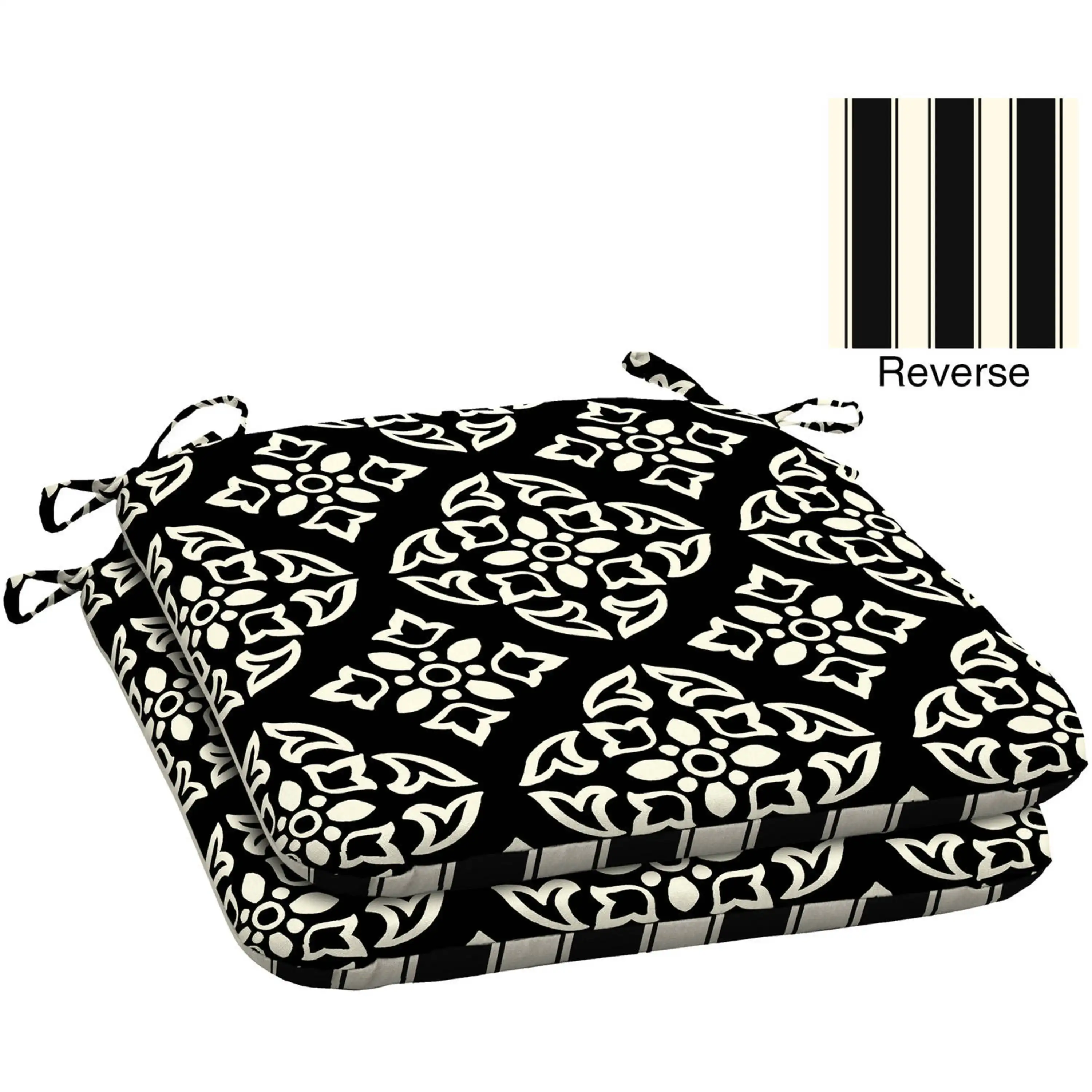 

NONE 18" x 19" Black & White Medallion Outdoor Seat Cushion (2 Pack)