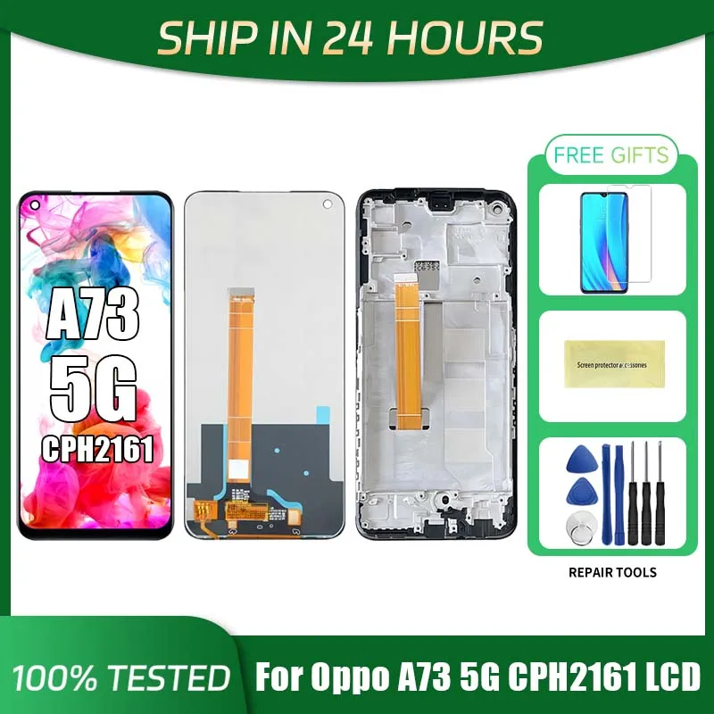Для Oppo A73 5G ЖК-дисплей Сенсорная панель дигитайзер в сборе для CPH2161 Замена рамки