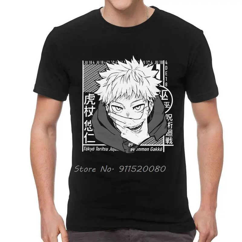 

Jujutsu Kaisen Yuji Itadori Tshirts Men Fashion Tee Tops Cotton T Shirt Otaku Manga Anime T-shirts Streetwear Harajuku