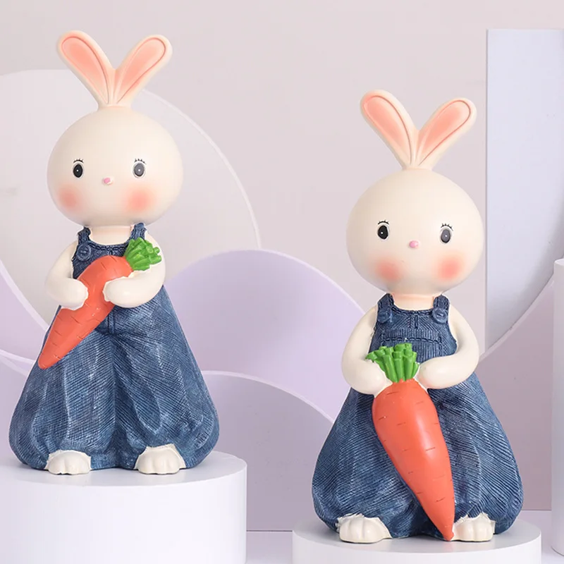 

Пасхальные украшения в виде кролика, весенние домашние украшения, фигурки семейных кроликов из смолы, пасхальные подарки