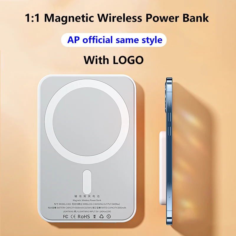

5000mAh Battery Pack For Magsafe Powerbank Magnetic Wireless Power Bank For Iphone 13 12Pro Max Mini External Charger