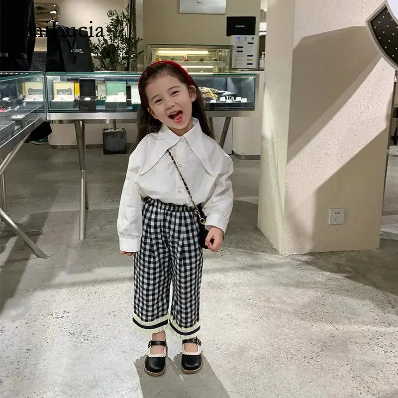 

RiniLucia 2022 Autumn Spring Baby Toddler Girls Blouse Top White Kids Shirt Children Clothes Long Sleeve Girl Tops And Blouses