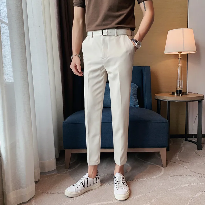 

Men Suit Pants 2022 Spring New Pure Color Business Casual Formal Pants Slim High Quality Men's Fashion Classic Male Suit Pants