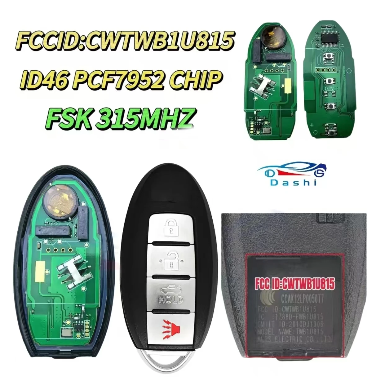 Фото Da Shi 4BTN дистанционный смарт-ключ без ключа для Nissan Sunny Teana Sylphy Sentra Versa 315 МГц ID46-pcf7952A TWB1U815 №1
