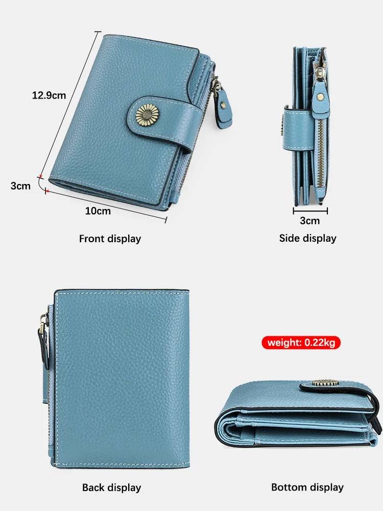 Zency противоугонный RFID натуральная кожа женский короткий кошелек держатель для