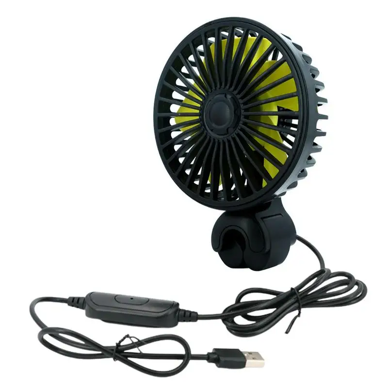 

USB Car Fan USB Car Fans With ABS Fan Blade Electric USB Cooling Car Fans For Rear Seat Baby Passengers Black