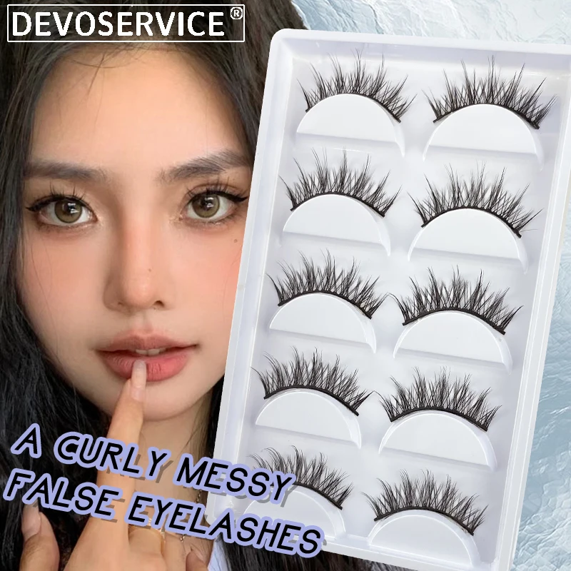 

DEVOSERVICE 3D Faux Mink False Eyelashes Natural Wispy Fluffy Long Lashes Makeup EyeLash Extension 5 Pairs Multipack Pestañas
