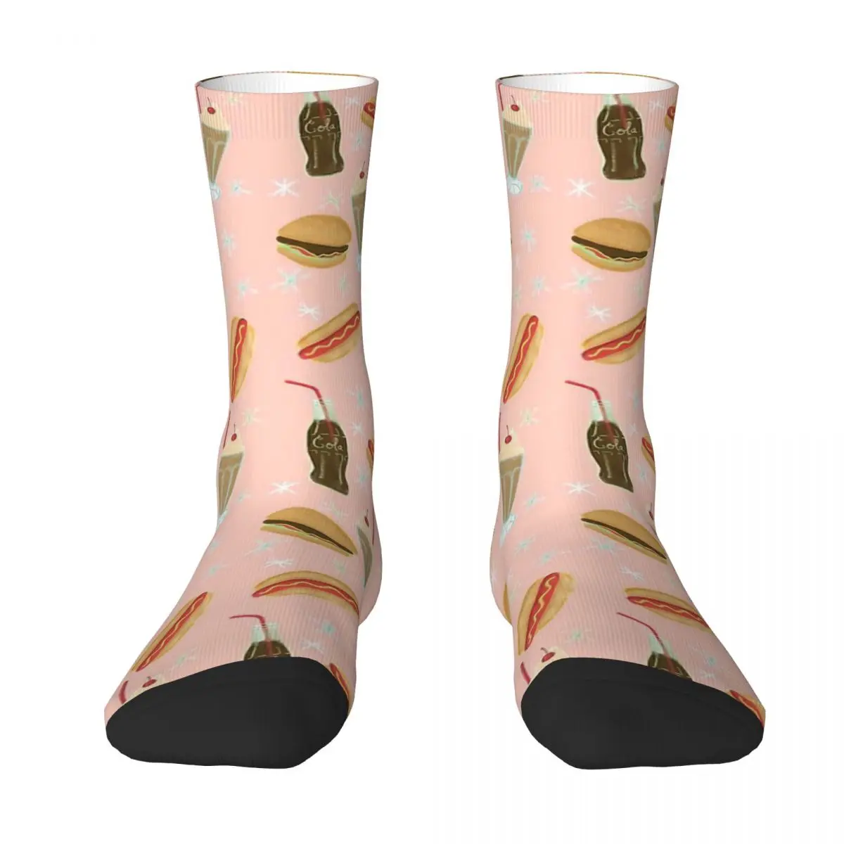 Fast Food Extravaganza,Burgers, Milkshakes, Cola And Hotdogs Adult Socks,Unisex socks,men Socks women Socks