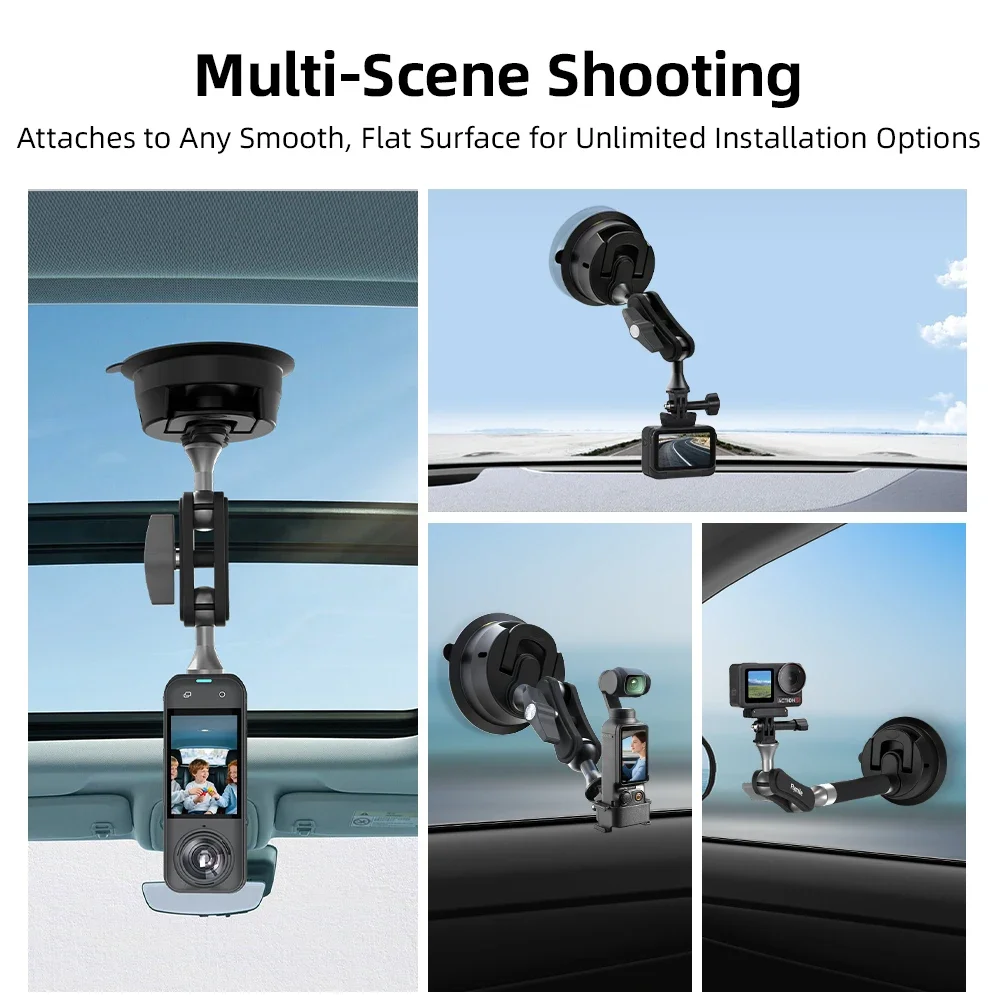 Крепление на присоске Flymile для камер DJI Action 5 Pro4Osmo 360 IIInsta360 X5 X4, регулируемый держатель для автомобильного лобового стекла. (art.: 3920dd31ee495) - 3920dd31ee495