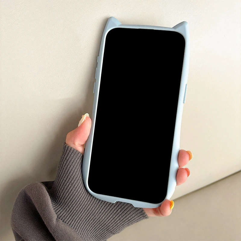 Чехол для телефона с мультяшными кошачьими ушками iPhone 15 Pro Max 14 прозрачный