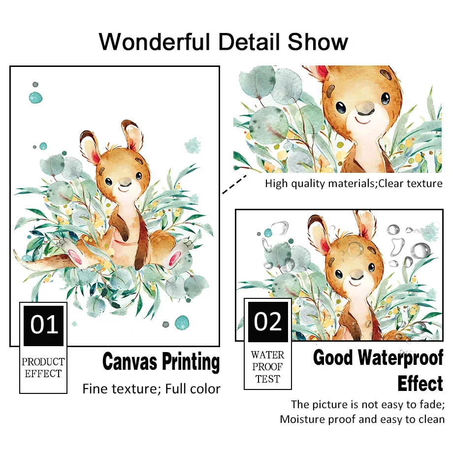 Лиса олень медведь белка енот коала джунгли настенная живопись на холсте