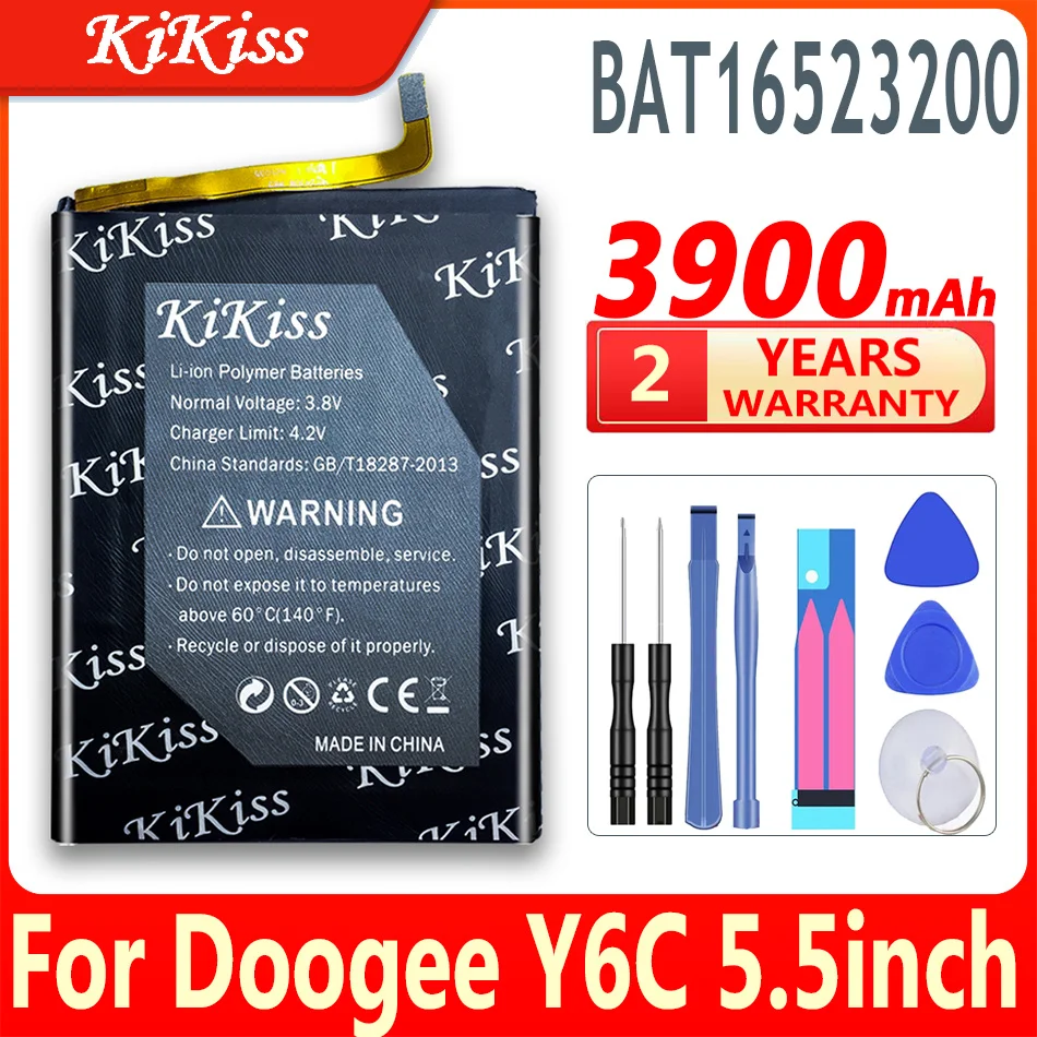 

Оригинальный аккумулятор KiKiss 3900 мАч для телефона Doogee Y6/Y6C, 5,5 дюйма, аккумулятор большой емкости BAT16523200